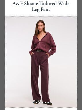 Sloane Tailored  Wide Leg Pant in Plum/ Red Wine regular length